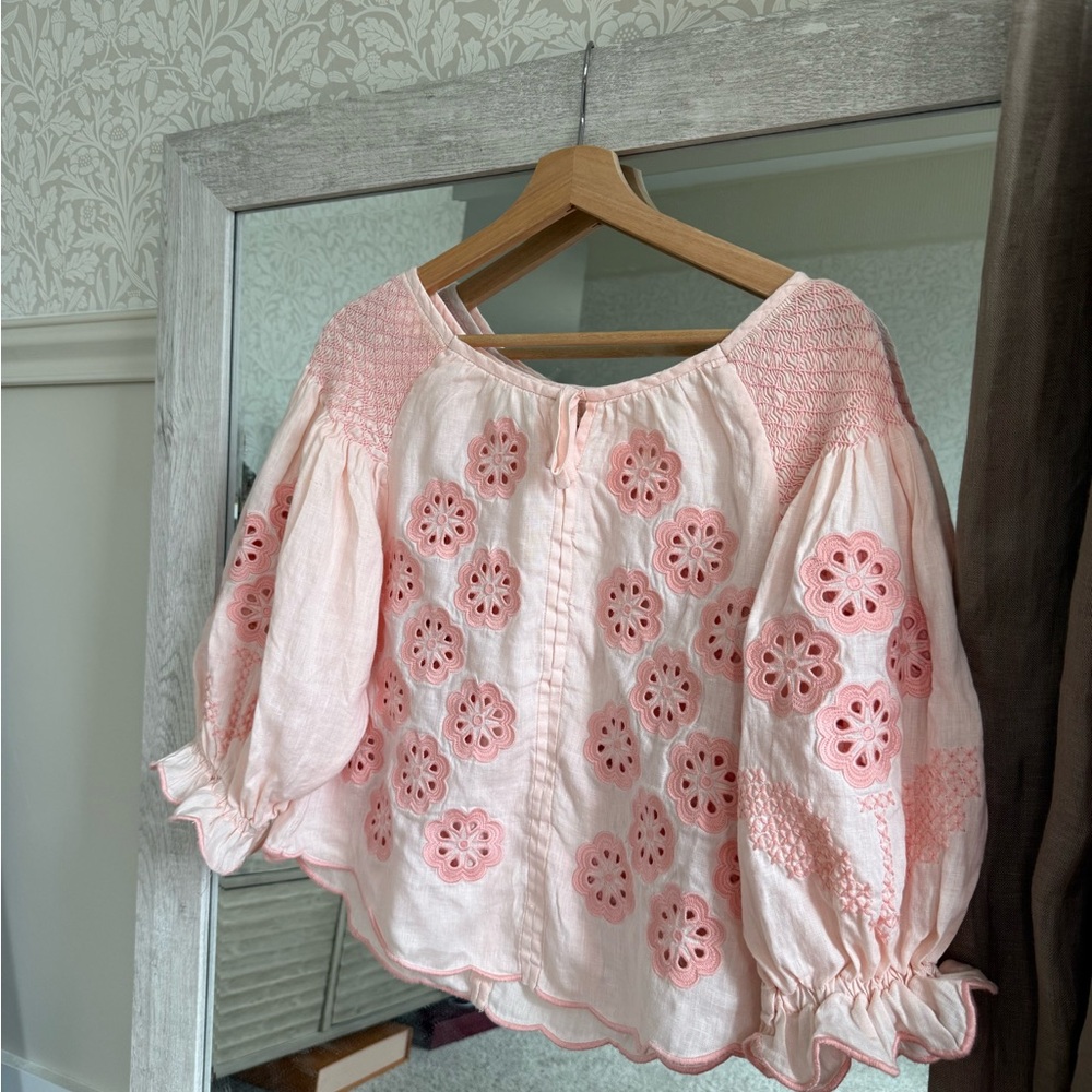 Innika Choo Blush pink  Floral Embroidered Blouse size 0